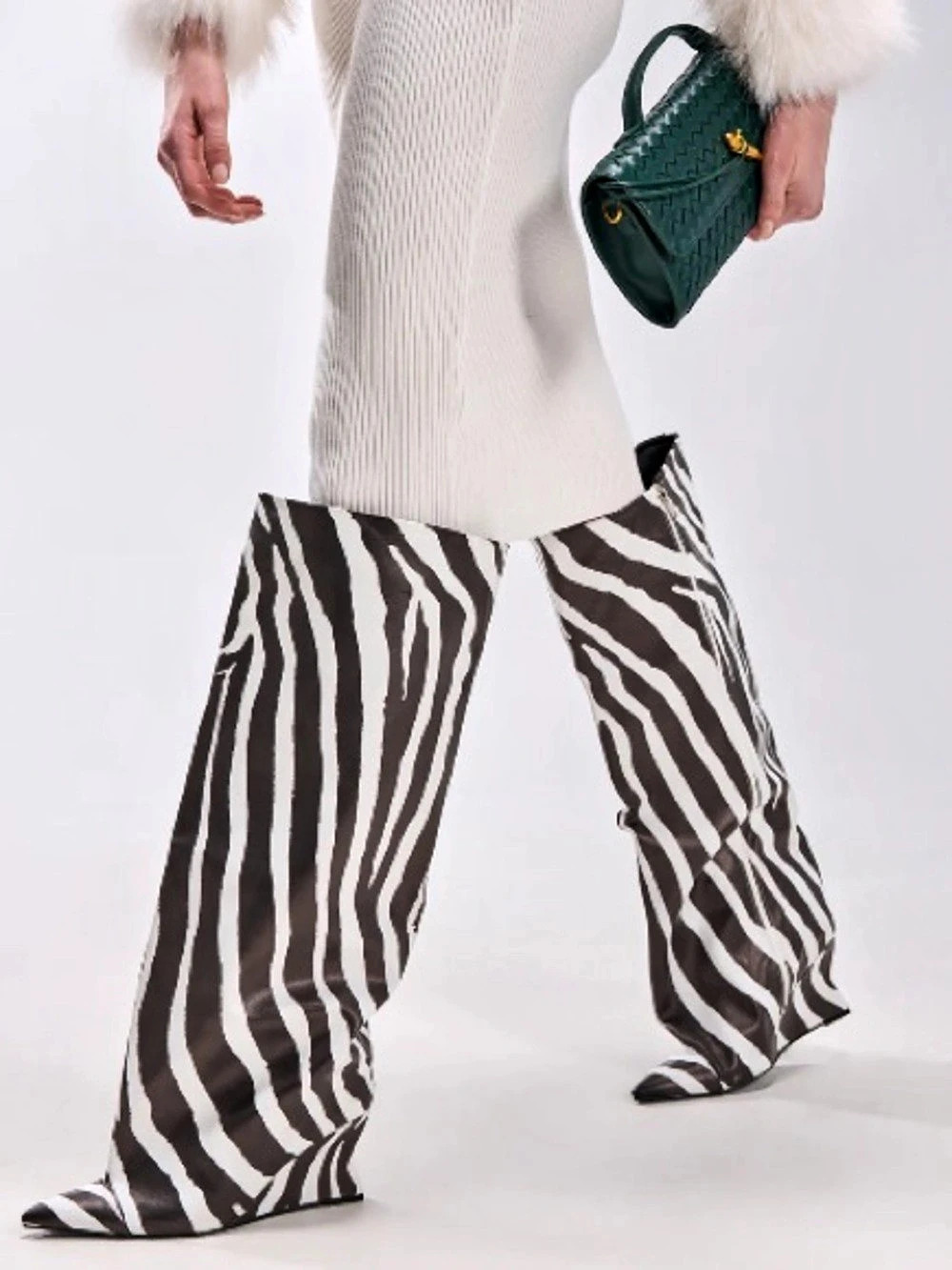 Azalea Wang Kenya Zebra Over-the-Knee Boots US 8